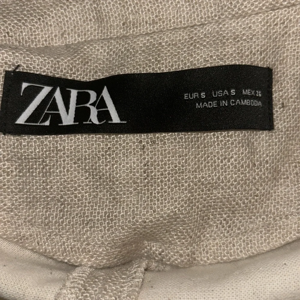 ZARA LINEN RUSTIC SAND CREAM OVERSIZED BLAZER size S - Picture 9 of 10